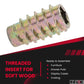E-Z LOK Knife Threaded Insert for Soft Wood, Zinc Hex-Flush Thread Inserts 1/4-20 Internal Threads, 0.789" Length Pack of 50