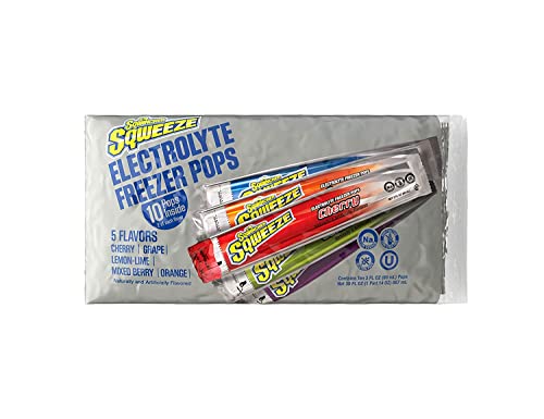 Sqwincher Sqweeze Electrolyte Freezer Pops, Variety Pack, 10 Count (Pack of 5)
