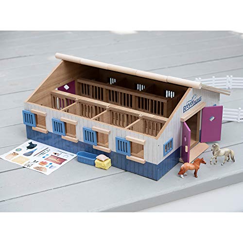Breyer Horses Farms Deluxe Wooden Playset | 19 Piece Playset | 2 Stablemates Horses Included | 20" L x 16" W x 8.5" H | 1:32 Scale | Model #59215, Multi