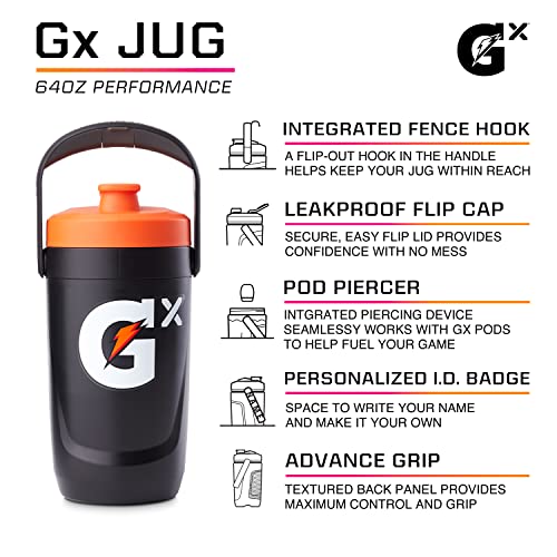 Gatorade Gx Performance Jug, 64oz, Leakproof, Non Slip Grip, Great for Athletes, Navy
