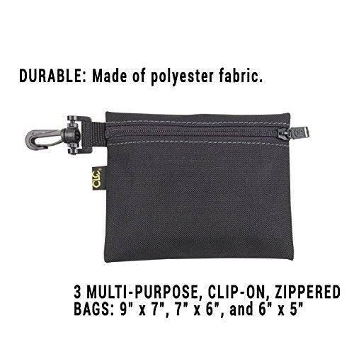CLC Custom Leathercraft 1100 Clip-on Zippered Poly Bags 3-Pack
